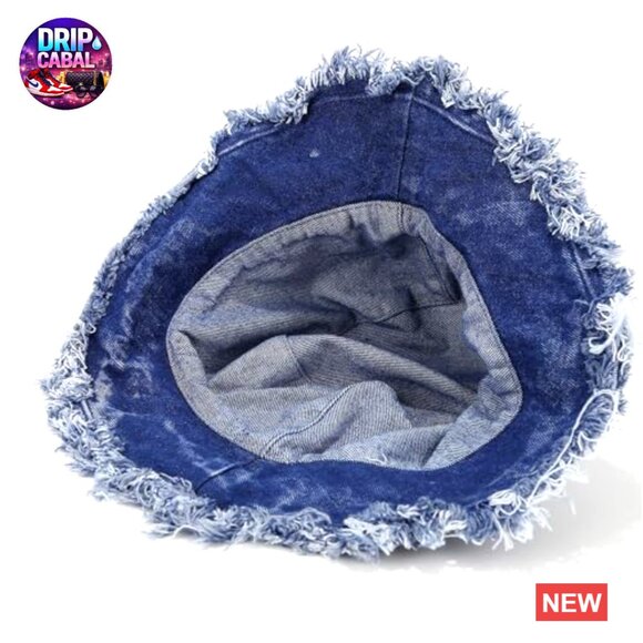 Vintage Denim Bucket Hat Washed Distressed Packable Travel Cap main image 4